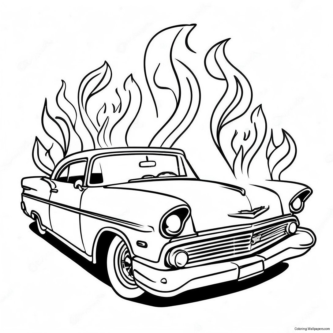 Pagina Da Colorare Chicano Lowrider Con Fiamme 20567