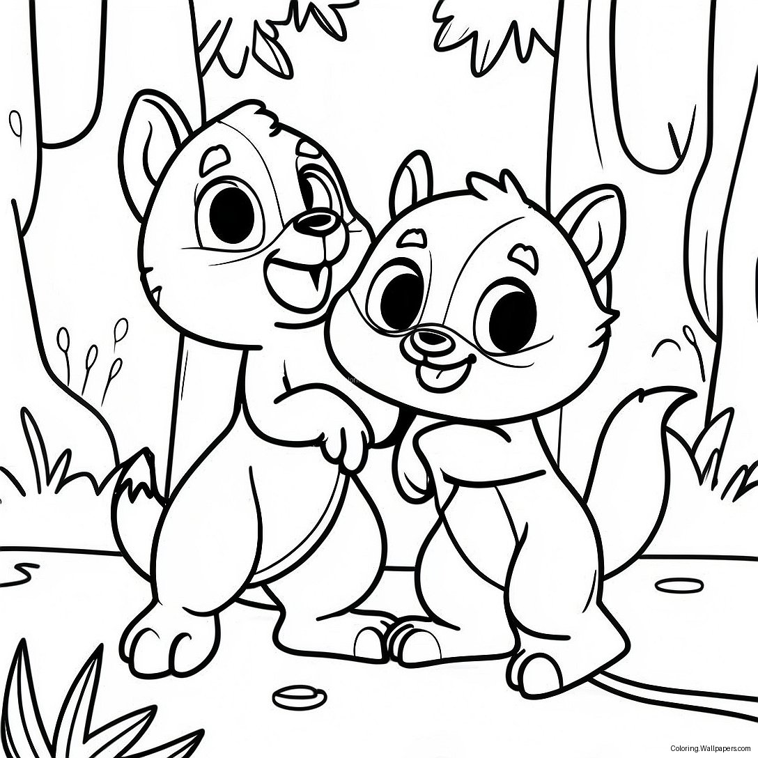 Chip Och Dale Leker I Skogen Färgläggningssida 7745