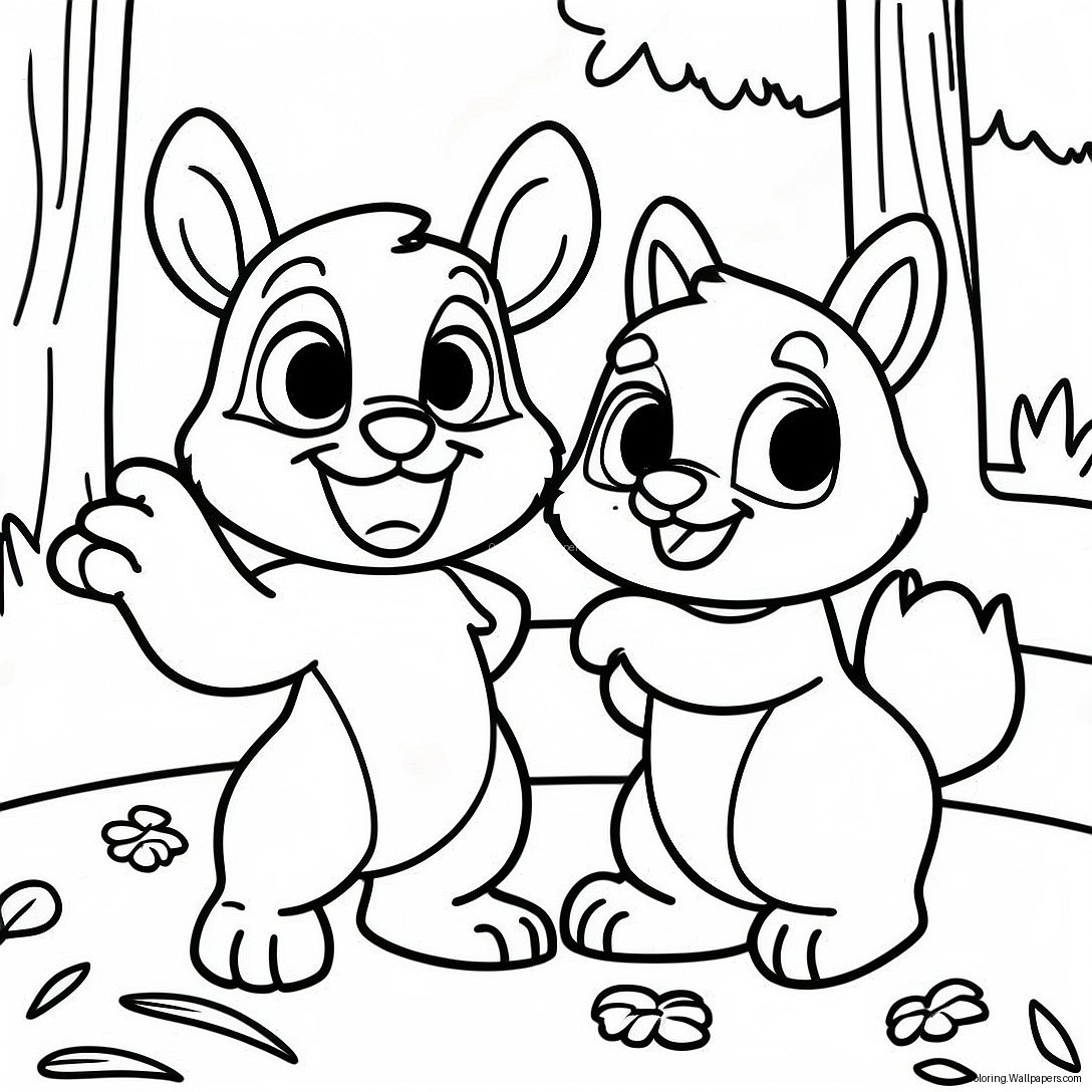 Página Para Colorir Chip E Dale Brincando Na Floresta 7746