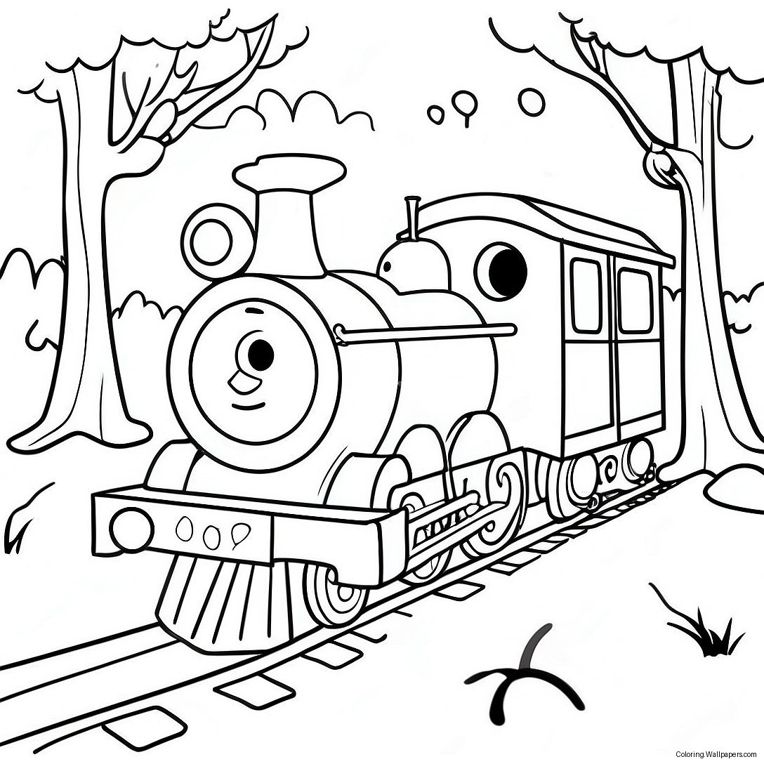 Choo Choo Charles In A Spooky Forest Coloring Page 11572