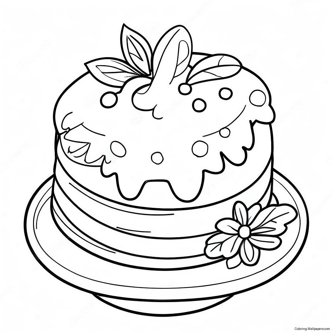 Christmas Cake Coloring Page 37748