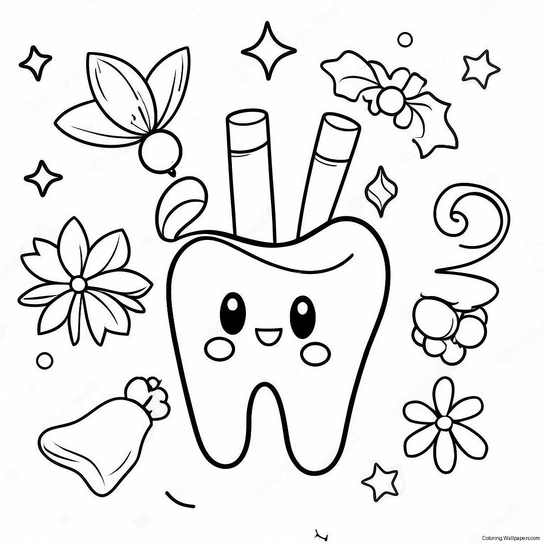 Christmas Dental Coloring Page 53417