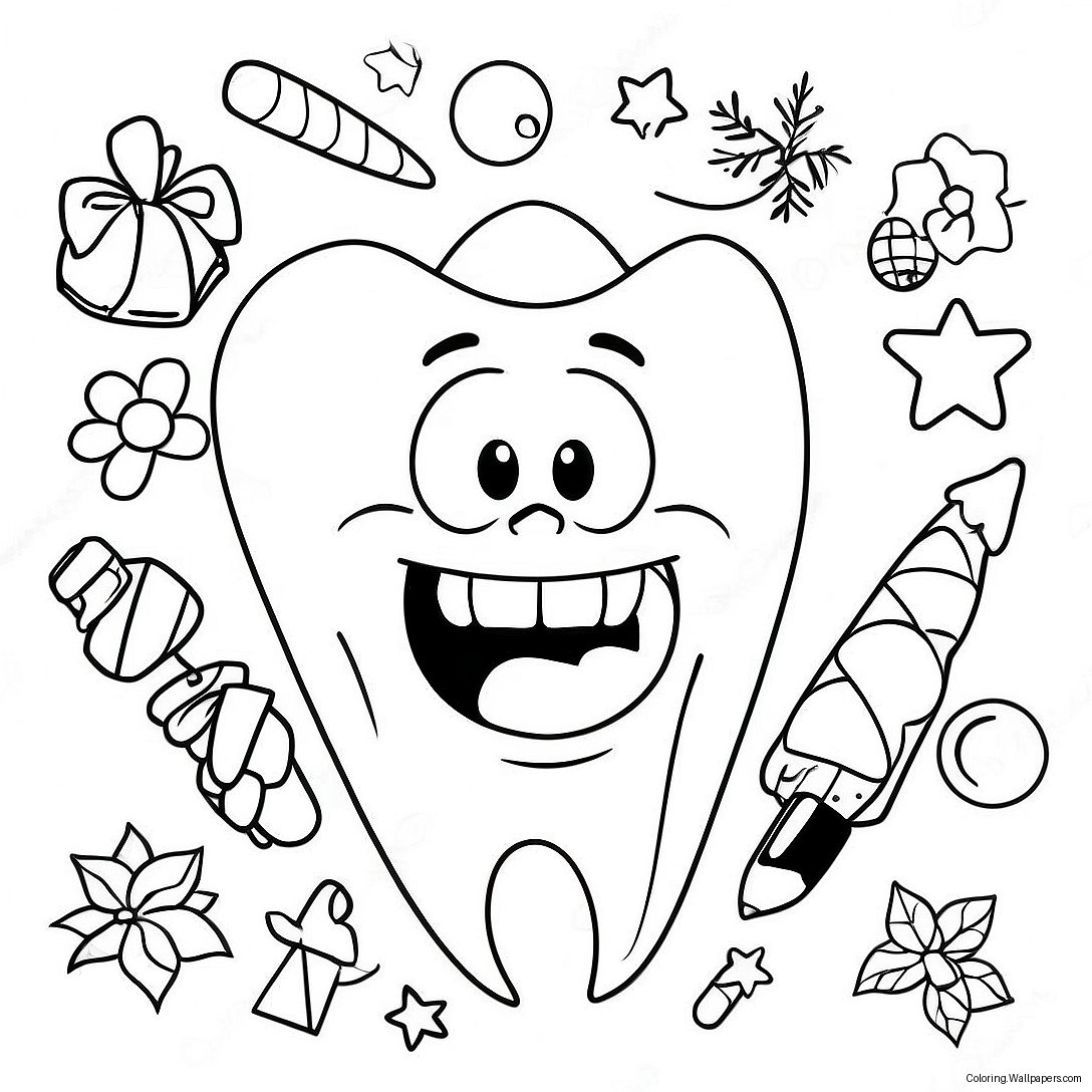 Christmas Dental Coloring Page 53420