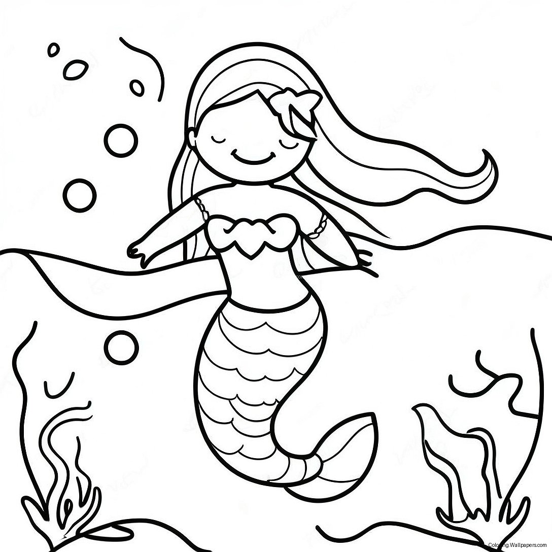 Christmas Mermaid Underwater Scene Coloring Page 15468