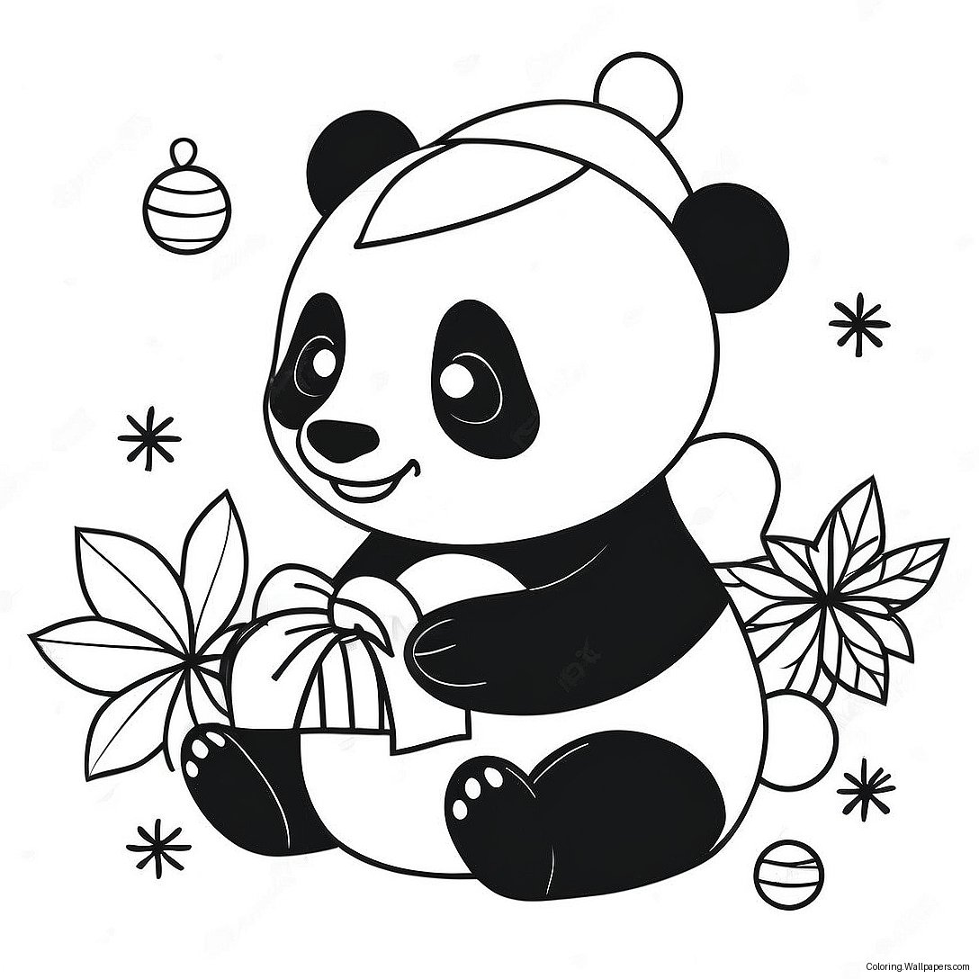 Página Para Colorir Do Panda De Natal 41511