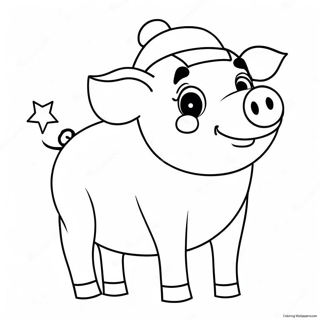 Christmas Pig Coloring Page 38010