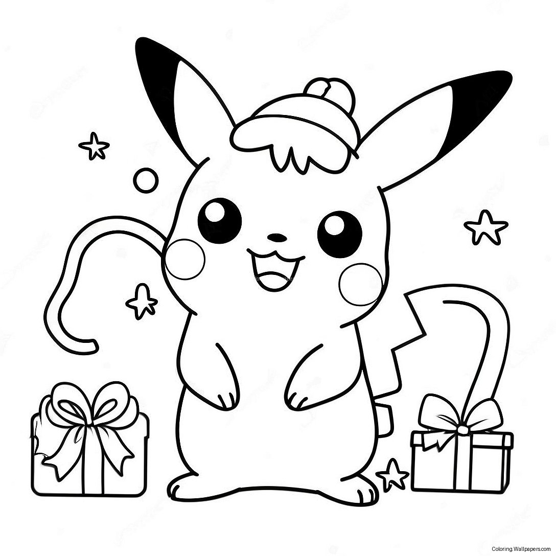 Christmas Pikachu Coloring Page 11081