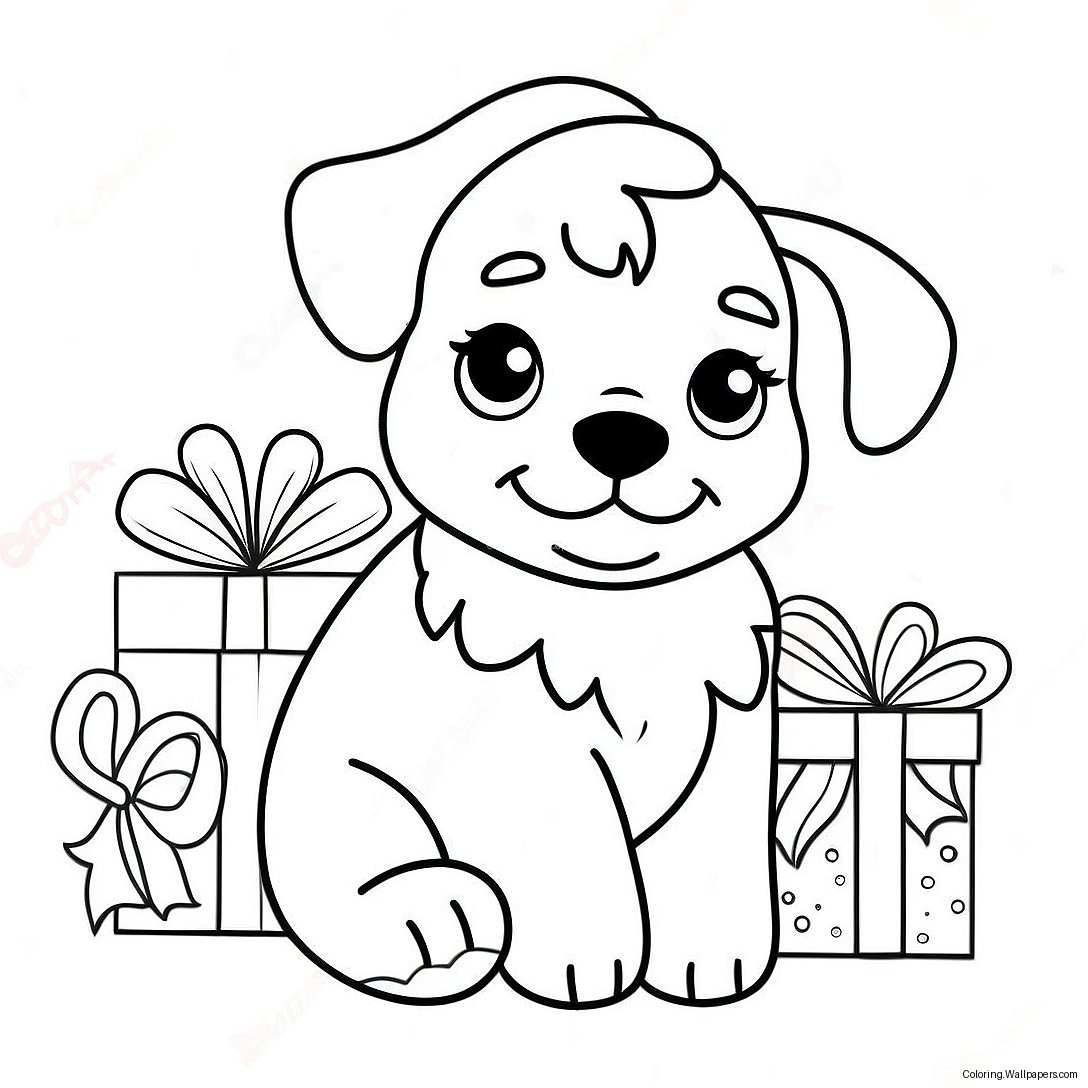 Christmas Puppy Coloring Page 18374