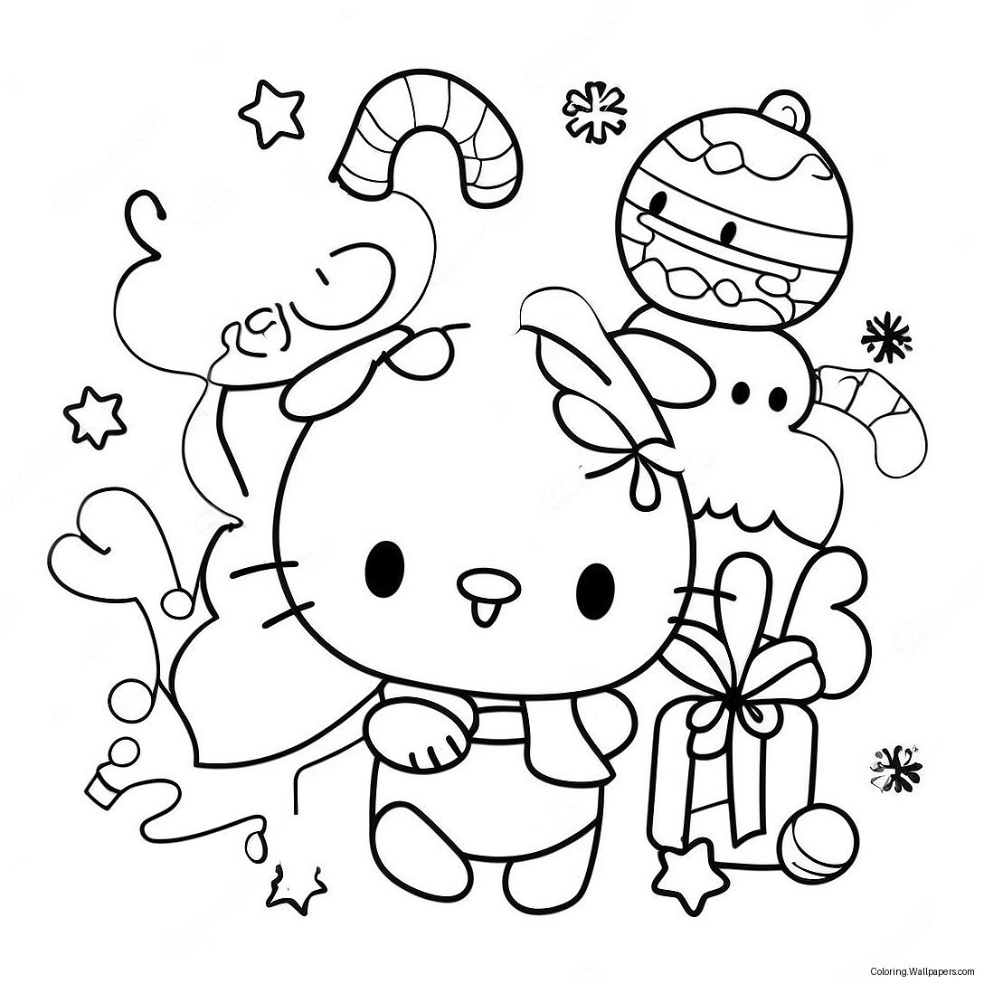 Christmas Sanrio Characters Coloring Page 4956