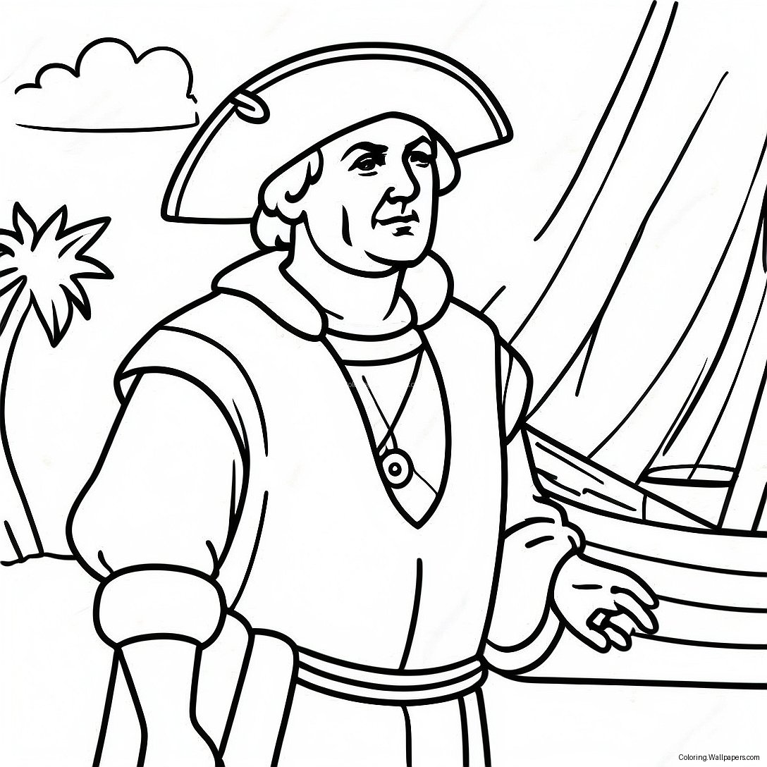 Christopher Columbus Discovering America Coloring Page 17765