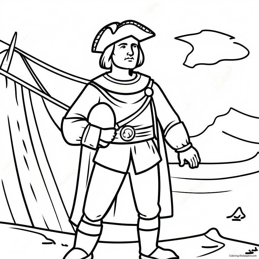 Christopher Columbus Discovering America Coloring Page 17768