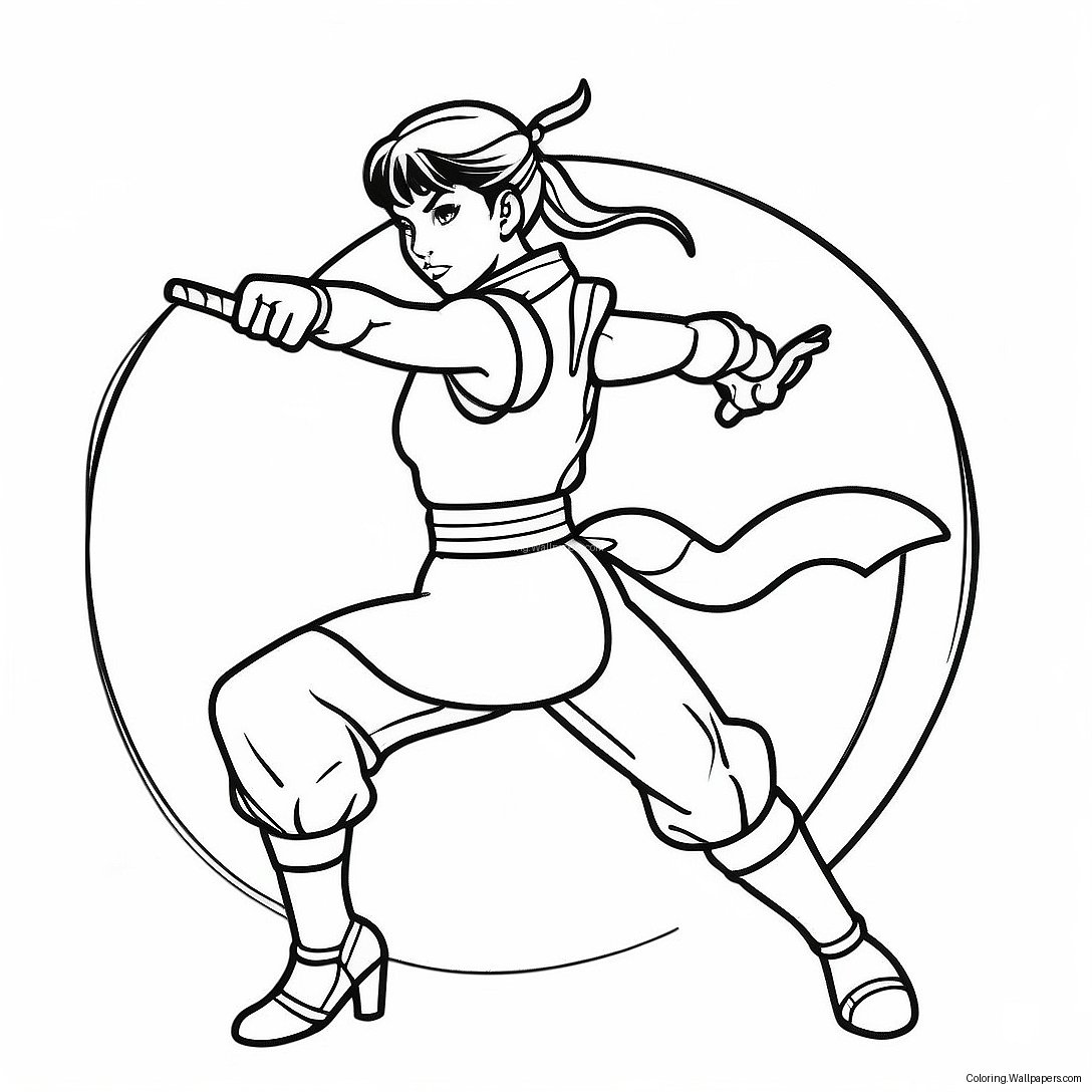 Chun Li In A Dynamic Fighting Pose Coloring Page 52705