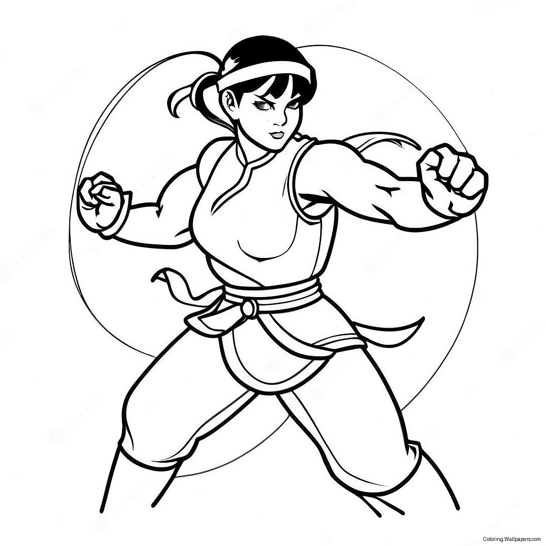 Chun Li In A Dynamic Fighting Pose Coloring Page 52706