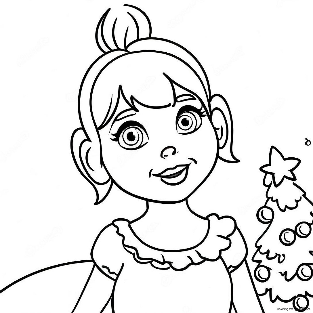 Cindy Lou With Christmas Tree Coloring Page 41421