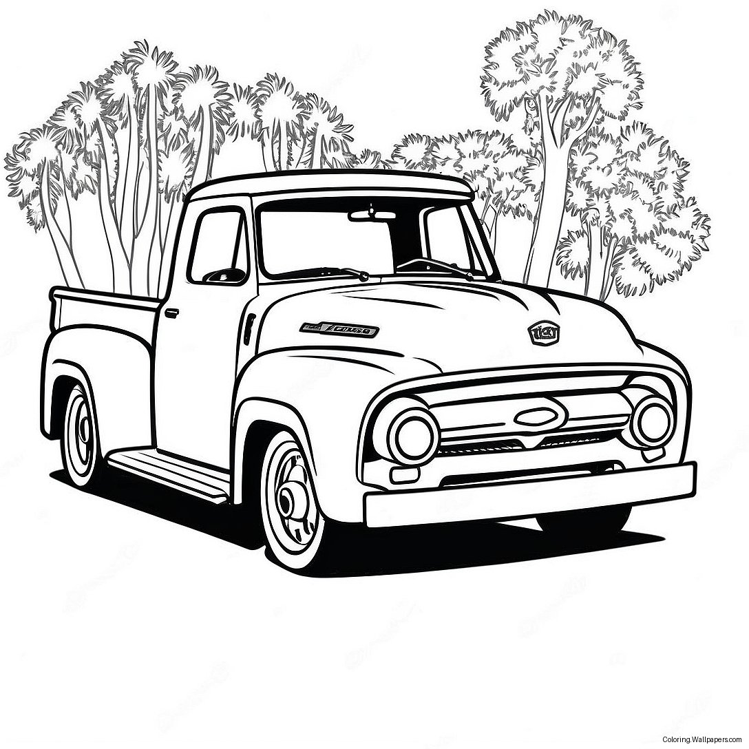 Classic Ford Truck With Vintage Design Coloring Page 4634