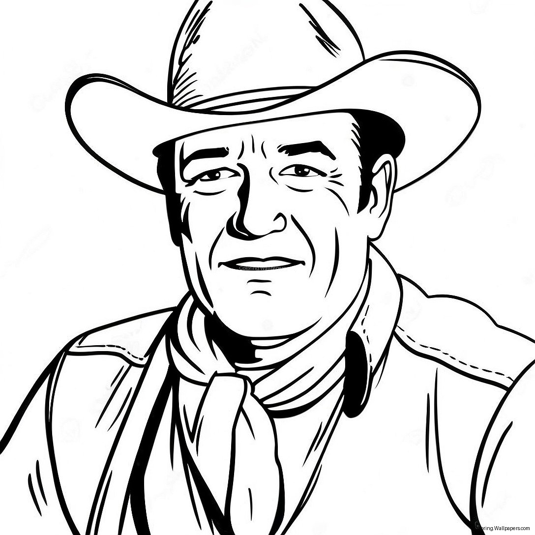 Classic John Wayne Cowboy Coloring Page 32291