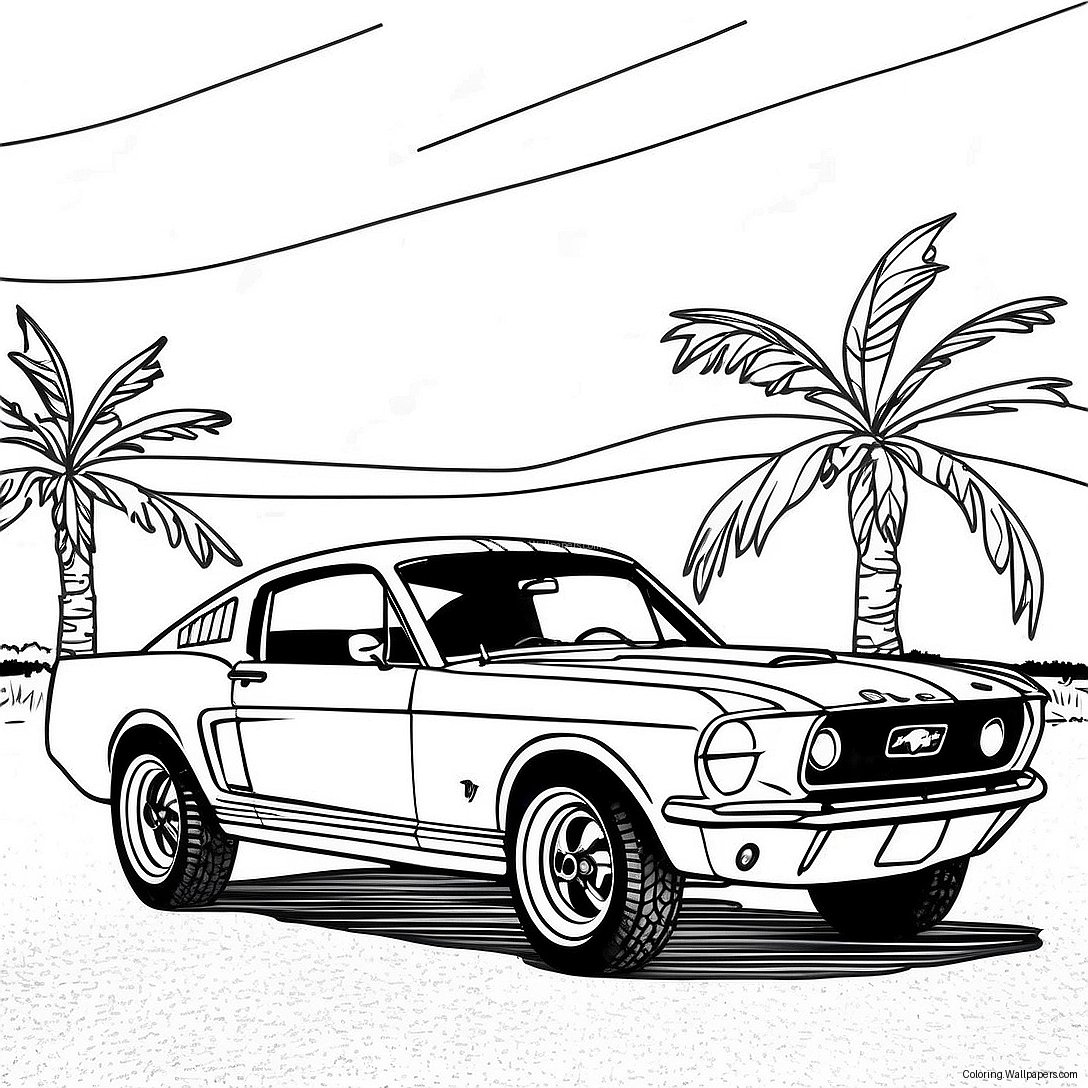 Classic Mustang Car Coloring Page 13621