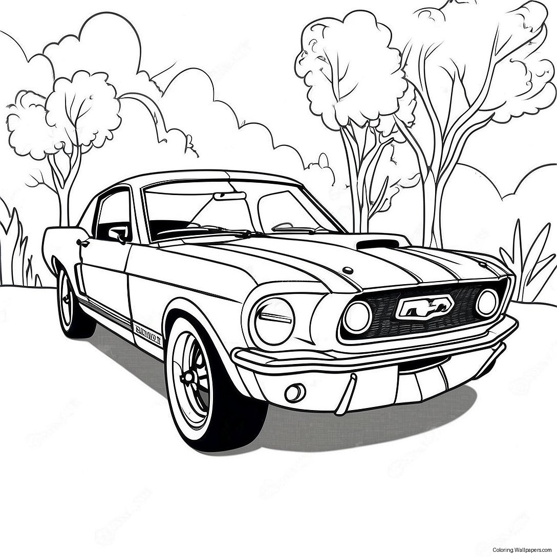 Classic Mustang Auto Kleurplaat 13624