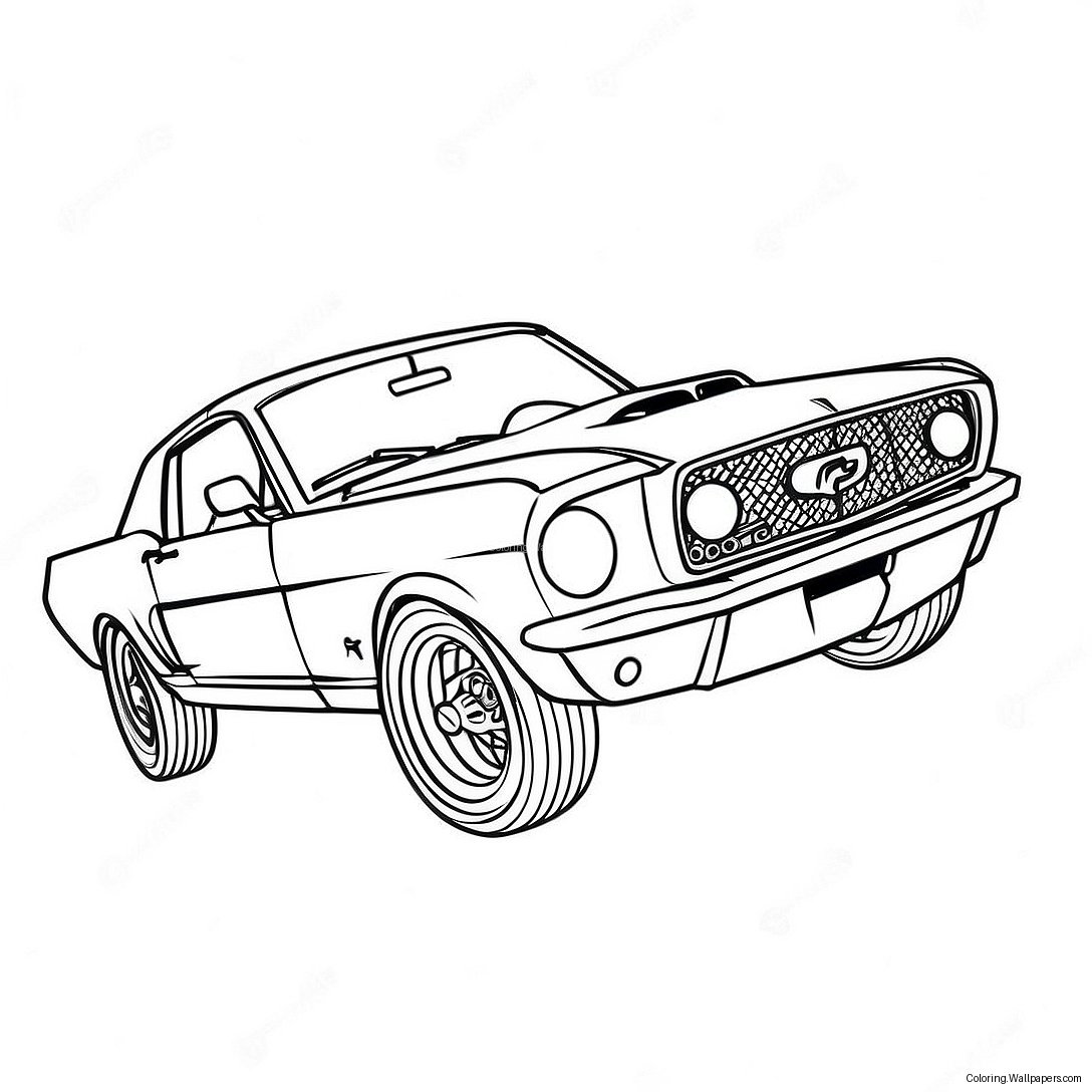 Classic Mustang In A Race Coloring Page 14378