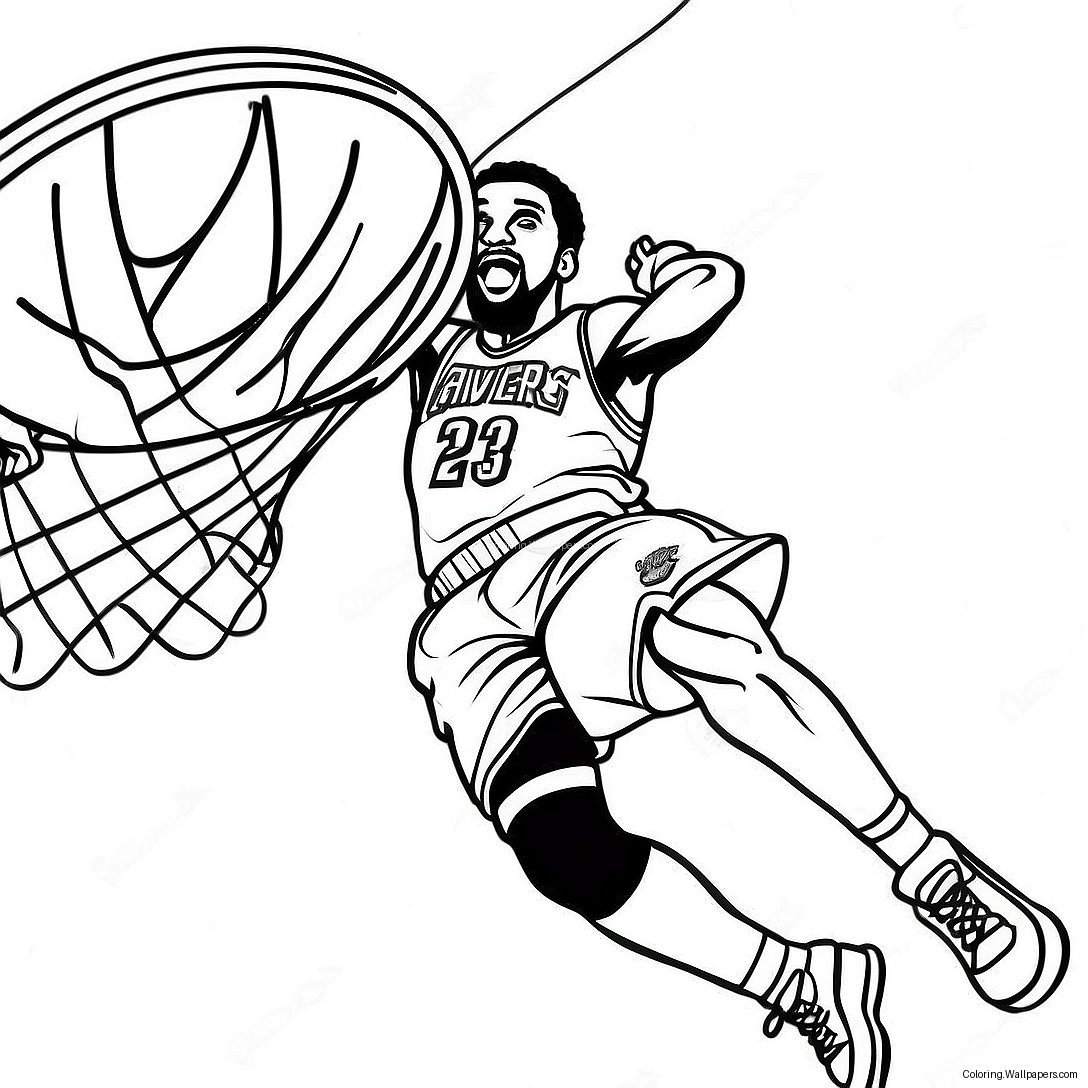 Page À Colorier Joueur Des Cleveland Cavaliers En Train De Dunker 34815