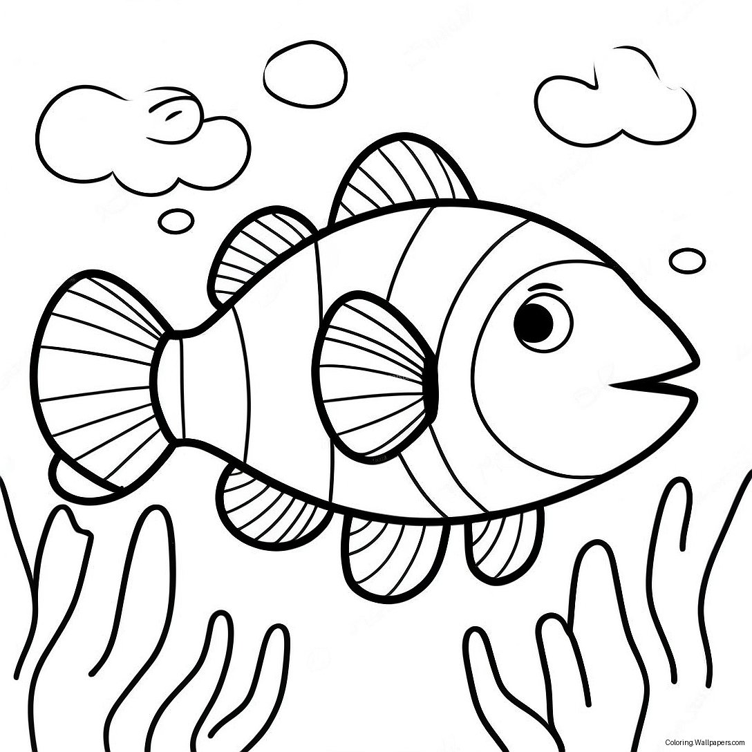 Clownfish Underwater Scene Coloring Page 43105