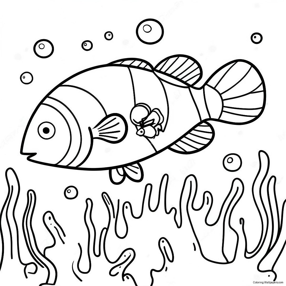 Clownfish Underwater Scene Coloring Page 43108