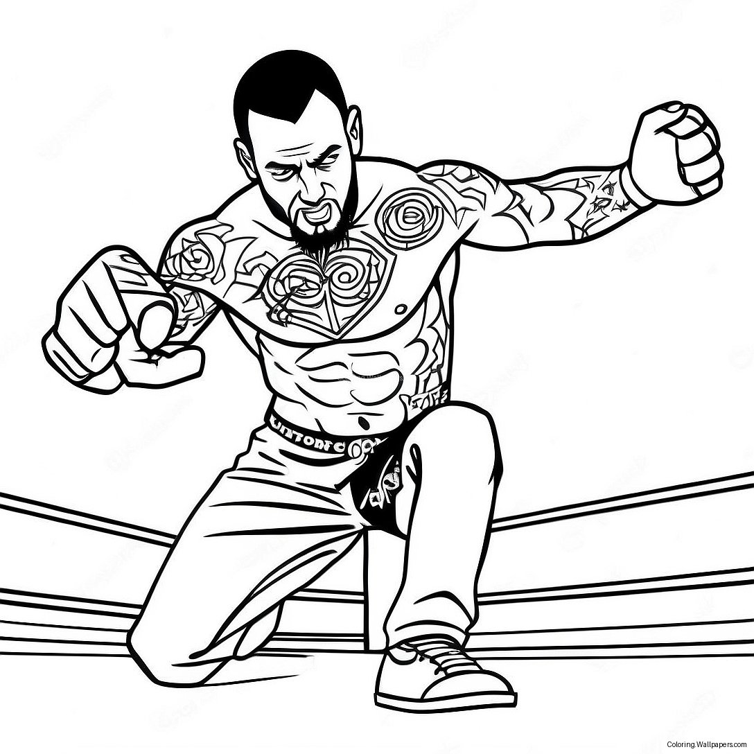 Cm Punk In Action Coloring Page 35127