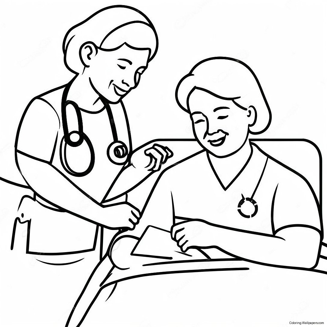 Cna Nurse Helping Patient Coloring Page 36874