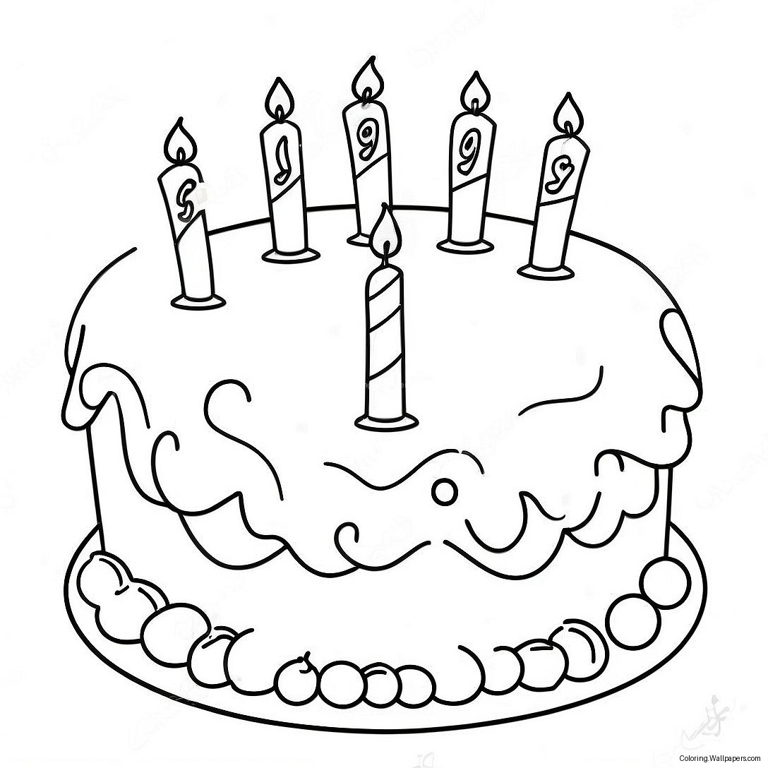 Colorful 10th Birthday Cake Coloring Page 24285