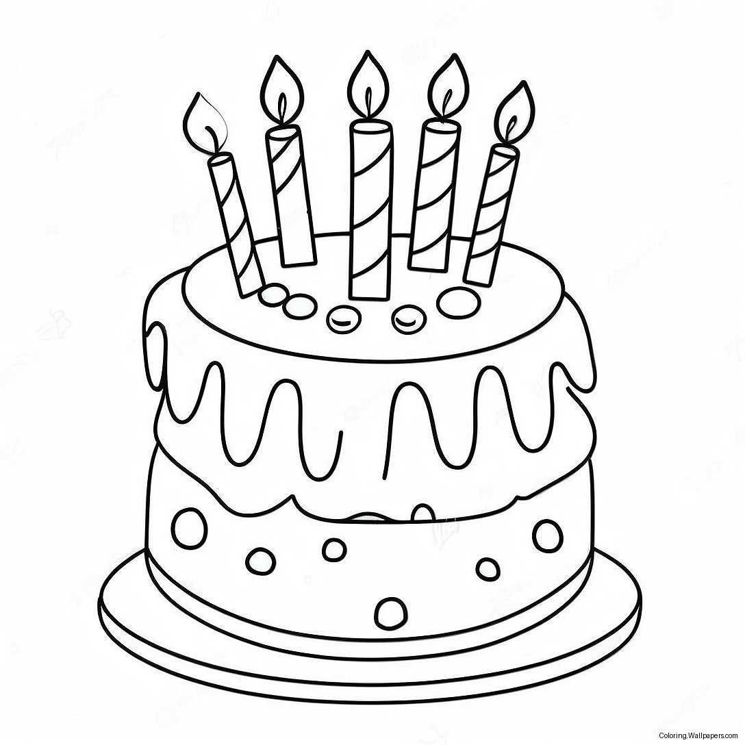 Colorful 10th Birthday Cake Coloring Page 24286