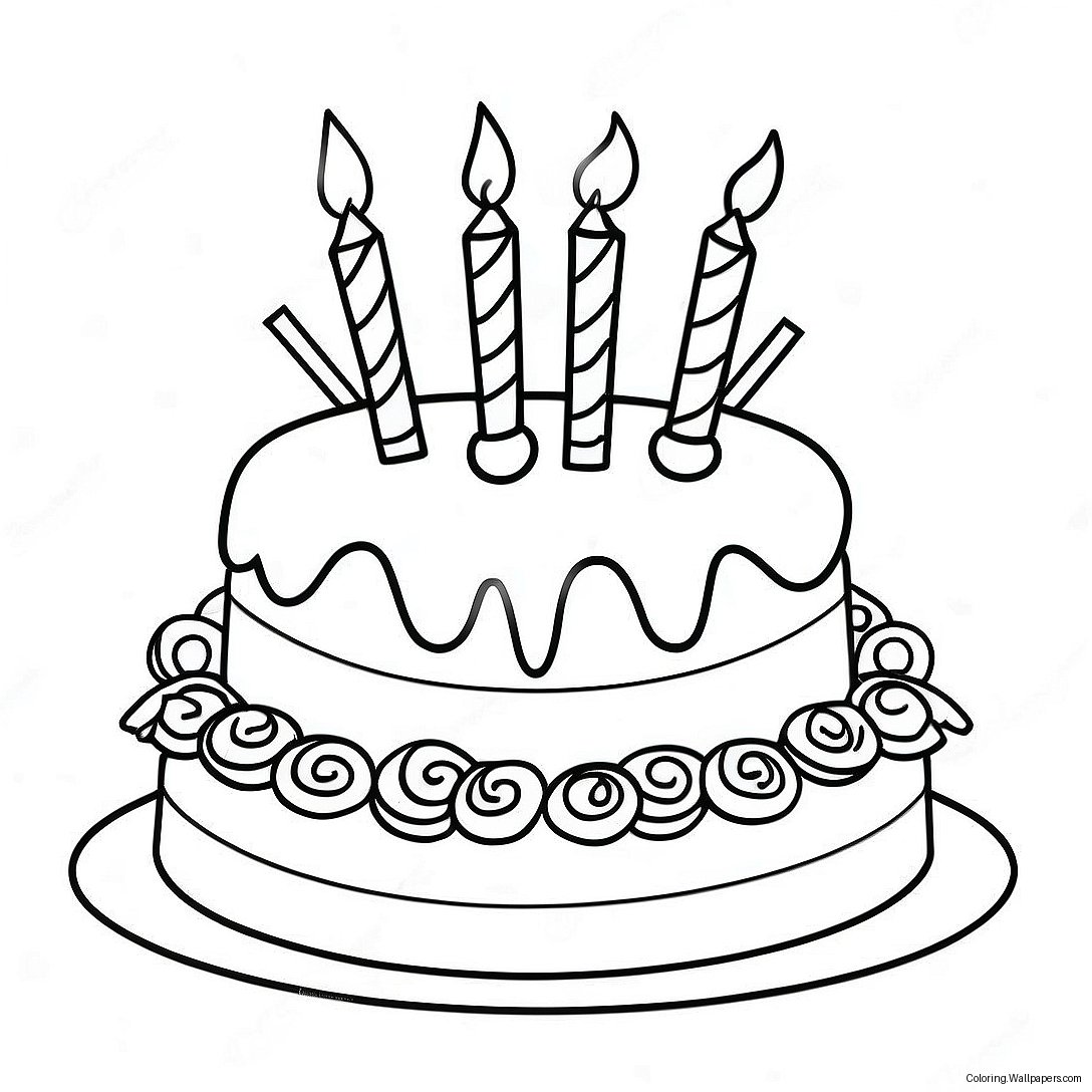 Colorful 40th Birthday Cake Coloring Page 52470