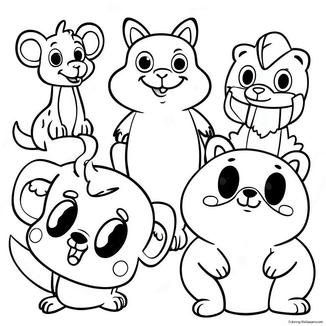 Página Para Colorir Dos Animais Coloridos De Desenhos Animados Dos Anos 90 19256