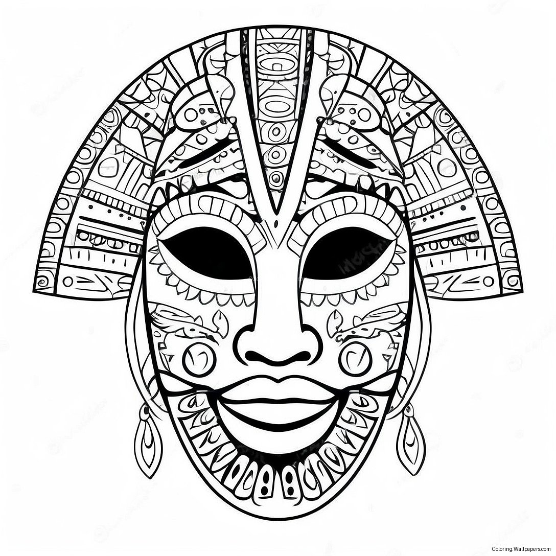 Färgglad Afrikansk Tribal Mask Målarbild 56010