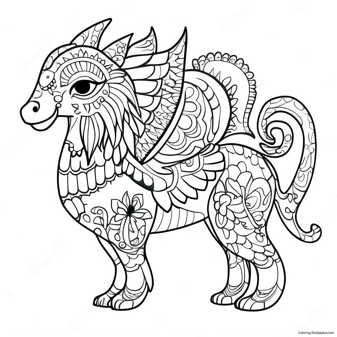 Colorful Alebrije Animal Coloring Page 8322