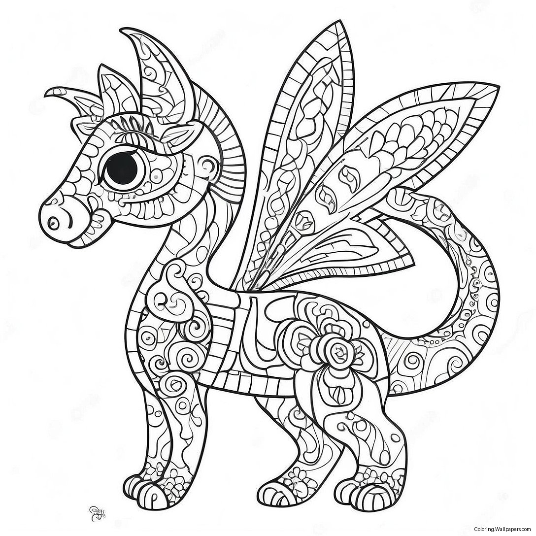 Colorful Alebrijes With Patterns Coloring Page 14689