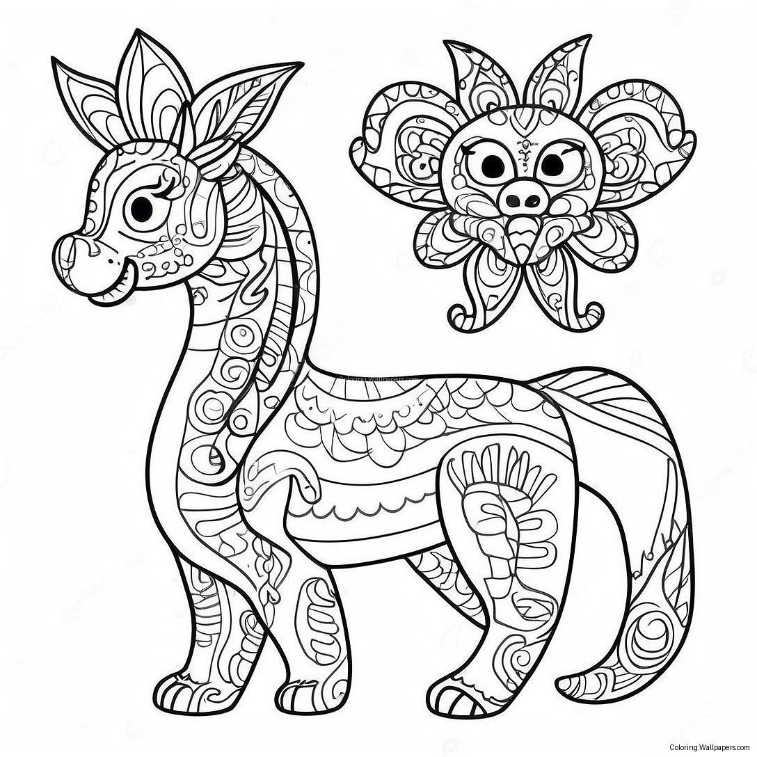 Colorful Alebrijes With Patterns Coloring Page 14690