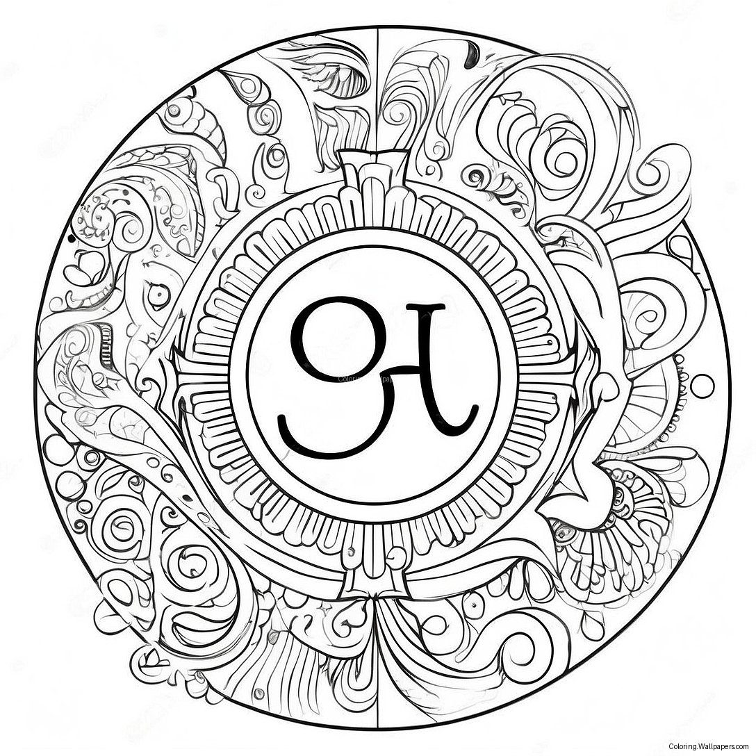 Colorful Alpha And Omega Design Coloring Page 41119