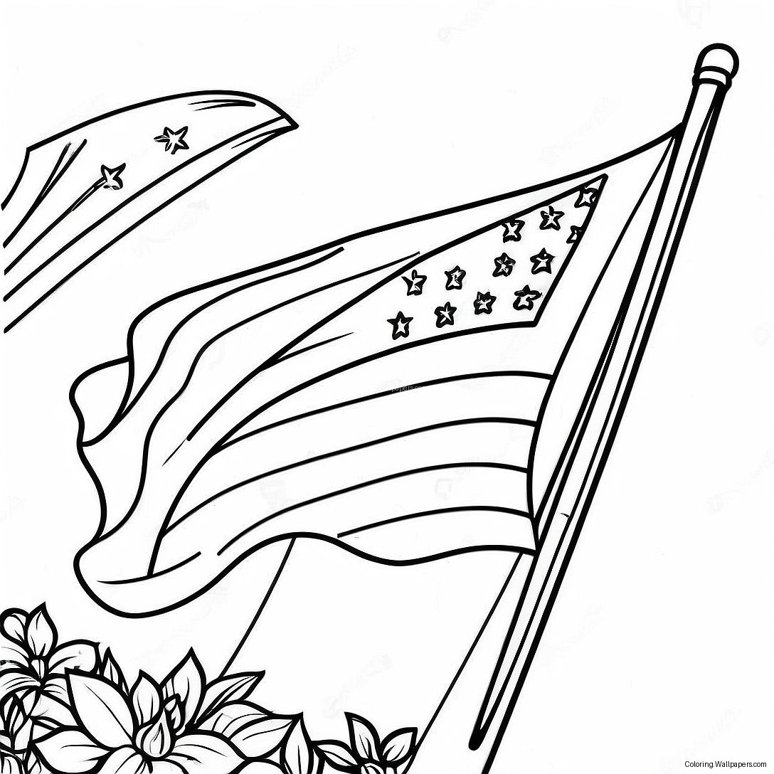 Colorful American Flag Coloring Page 6447