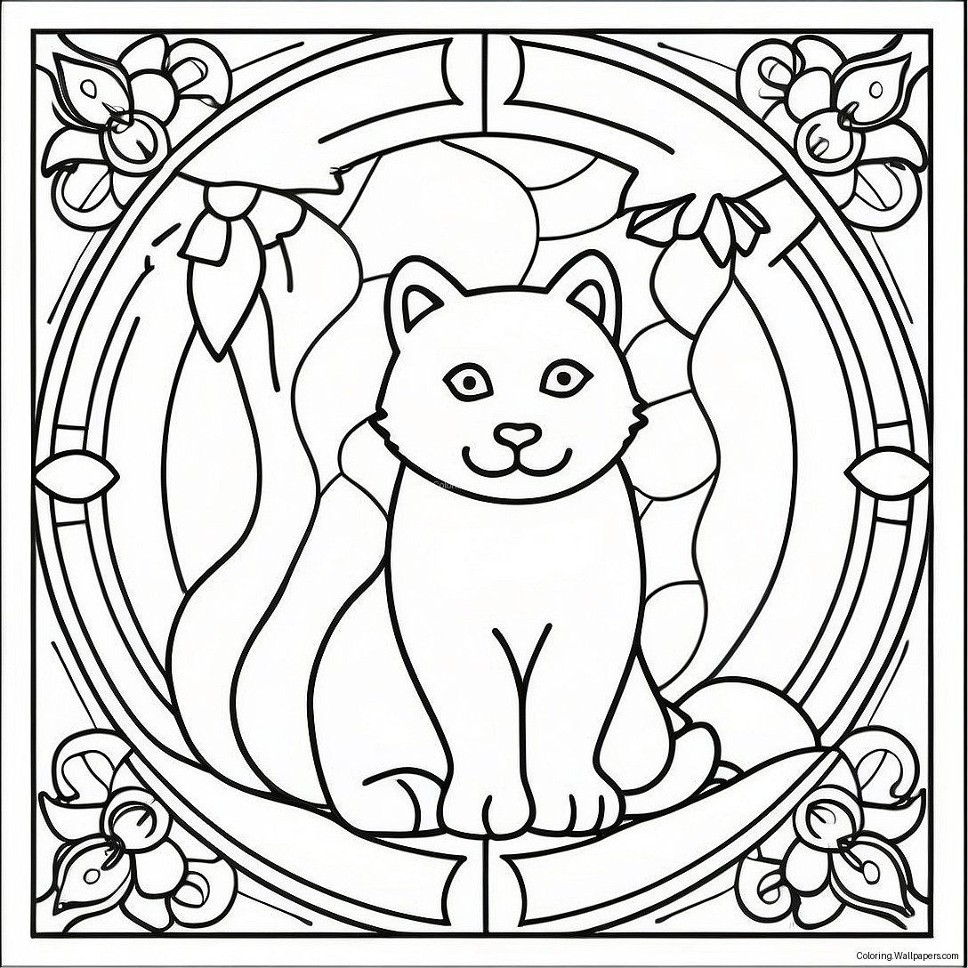 Colorful Animal Stained Glass Window Coloring Page 33999