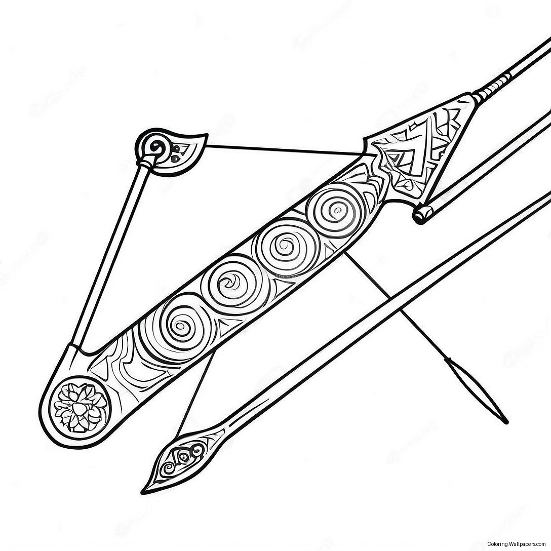 Colorful Archery Bow And Arrow Coloring Page 49591