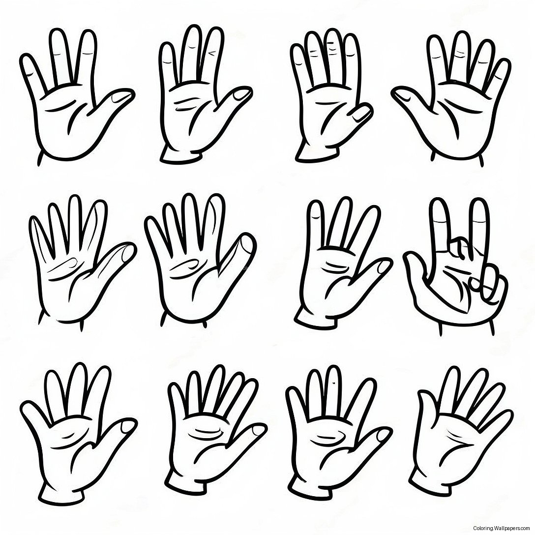 Colorful Asl Hand Signs Coloring Page 24394