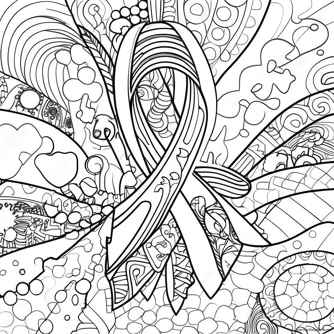 Colorful Autism Awareness Ribbon Coloring Page 7242