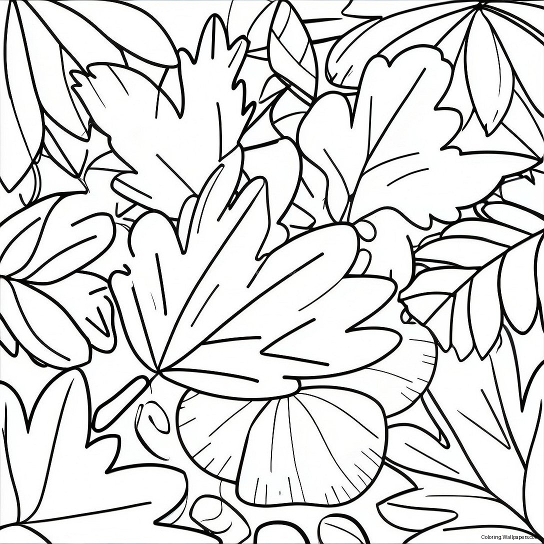 Colorful Autumn Leaves Coloring Page 27929