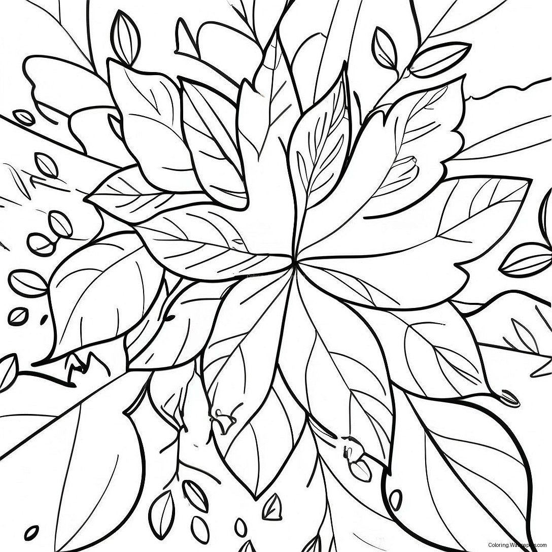 Colorful Autumn Leaves Coloring Page 27932