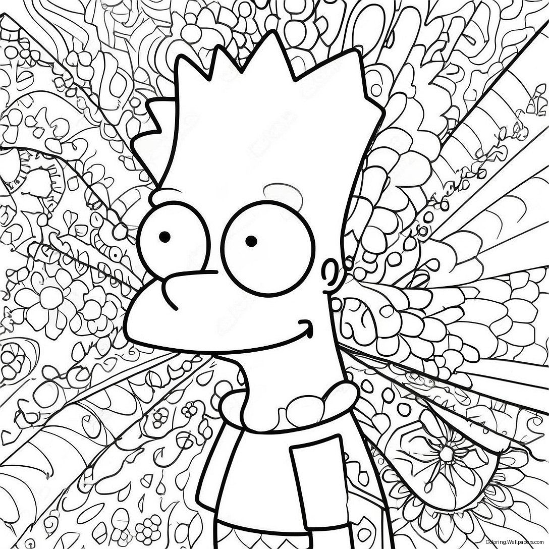 Página Para Colorir Do Bart Simpson Colorido Com Padrões Groovy 10526