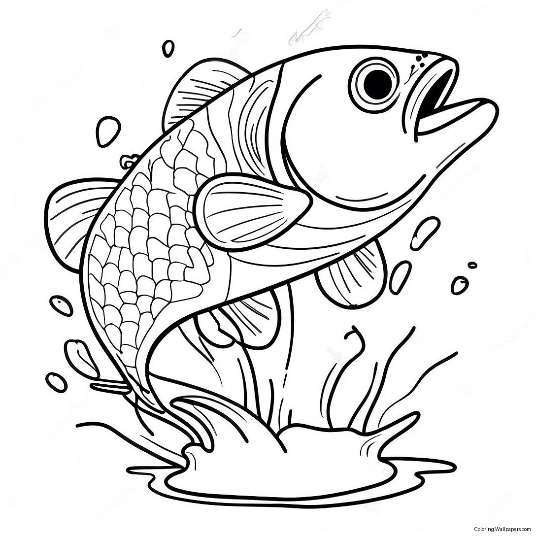 Colorful Bass Jumping Out Of Water Coloring Page 21118