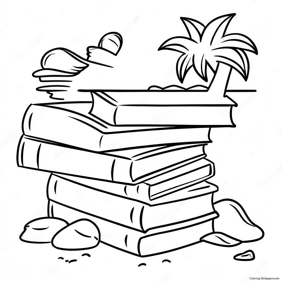 Colorful Beach Books Coloring Page 39344