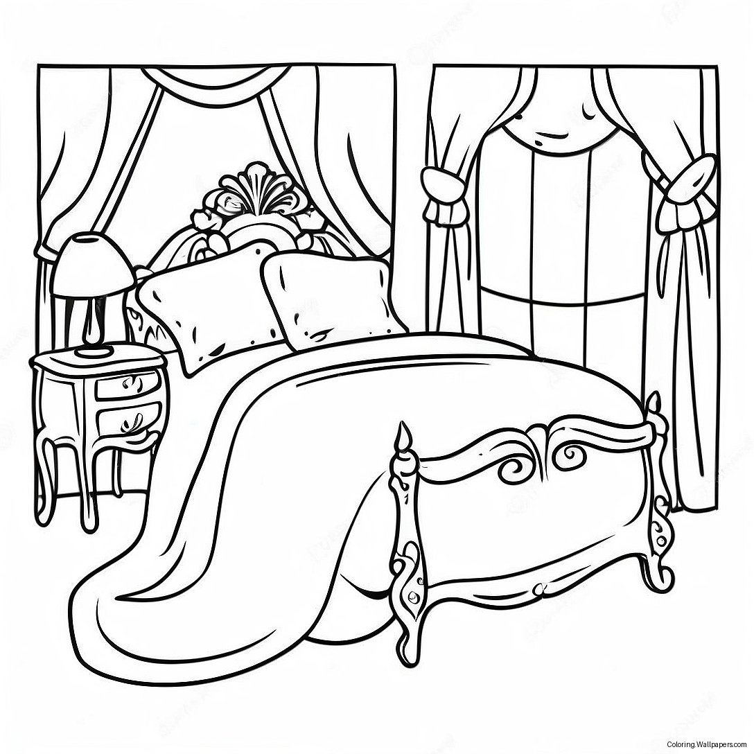 Colorful Bed With Pillows Coloring Page 7554