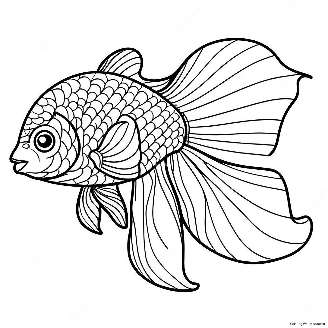 Colorful Beta Fish Swimming Coloring Page 14971