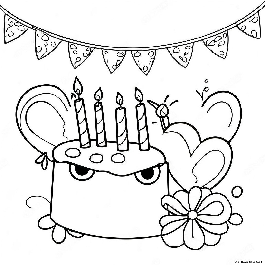 Colorful Birthday Banner Coloring Page 26281